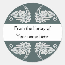 Pegatina Redonda Librería gris