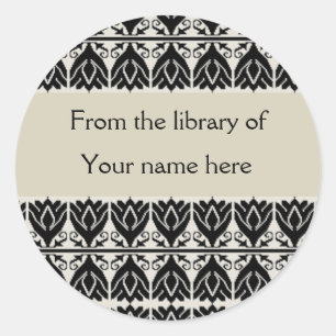 Pegatina Redonda Librería personalizada - Damasco negro