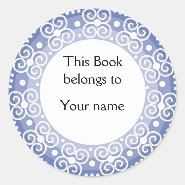 Pegatina Redonda Librería personalizada :: Swirls & Dots (Anverso)