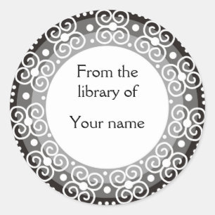 Pegatina Redonda Librería personalizada :: Swirls & Dots