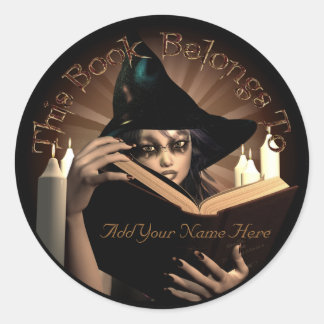 Pegatina Redonda Libro de Brujas
