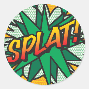 Pegatina Redonda Libro de Cómic Divertido SPLAT