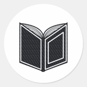 Pegatina Redonda Libro de fantasía con dragones obsidianos negros