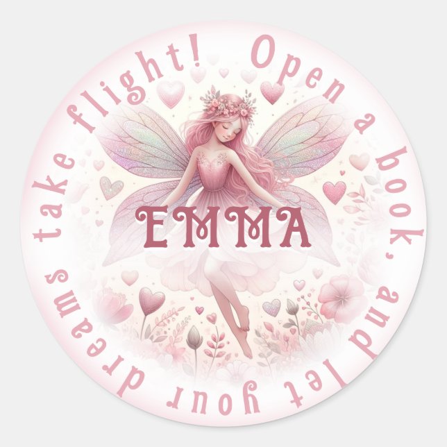 Pegatina Redonda Libro de hadas (Anverso)