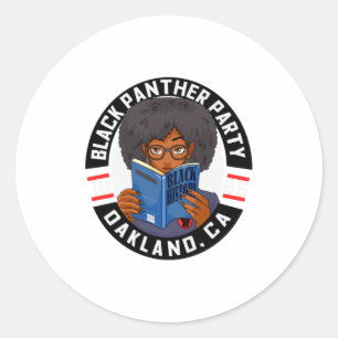Pegatina Redonda Libro de historia negra Partido Pantera Chica educ