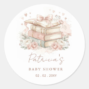 Pegatina Redonda Libro de historias neutrales para baby shower