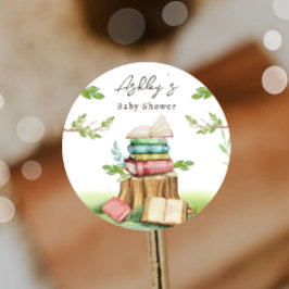 Pegatina Redonda Libro de historietas Baby Shower Libros Nuevo capí