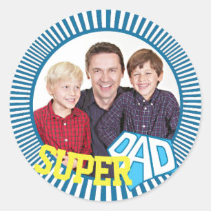 Pegatina Redonda Libro de historietas de personalizado Super Dad
