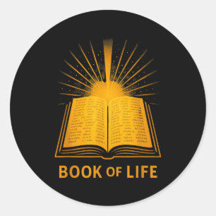 Pegatina Redonda Libro De La Vida Cristiano Espiritual Biblia Verso