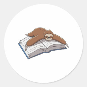 Pegatina Redonda Libro de lectura de eslóganes simples