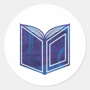 Pegatina Redonda Libro de pintura Blue and Purple Splatter