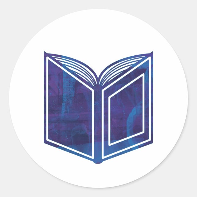 Pegatina Redonda Libro de pintura Blue and Purple Splatter (Anverso)