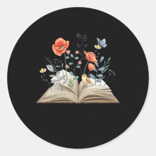 Pegatina Redonda Libro floral Un nuevo capítulo comienza Maestra ju