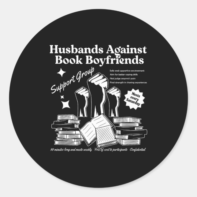 Pegatina Redonda Libro Maridos Contra Novios de Libros (Anverso)