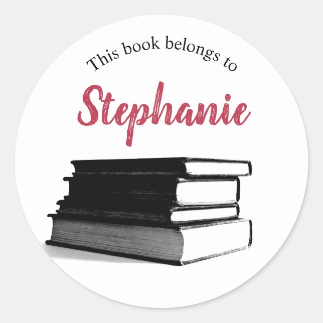 Pegatina Redonda Libro personalizado Este libro pertenece a (Anverso)