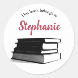 Pegatina Redonda Libro personalizado Este libro pertenece a