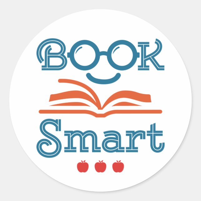 Pegatina Redonda Libro Smart Funny Leyendo Lover Bookworm (Anverso)