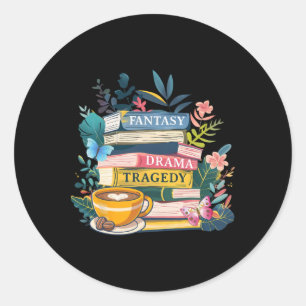 Pegatina Redonda Libro sutil Anti-trump Shirt Book Fantasy Drama Tr