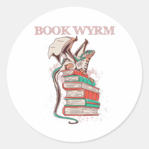Pegatina Redonda Libro Wyrm