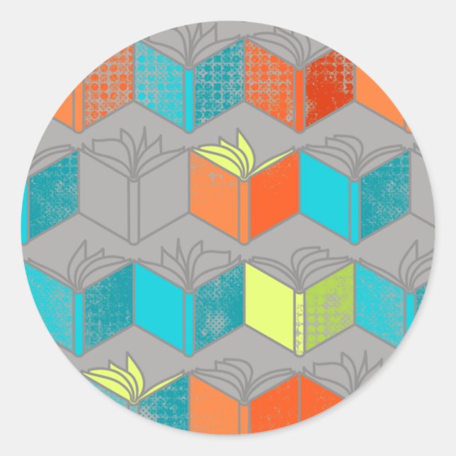 Pegatina Redonda Libros abiertos (Anverso)