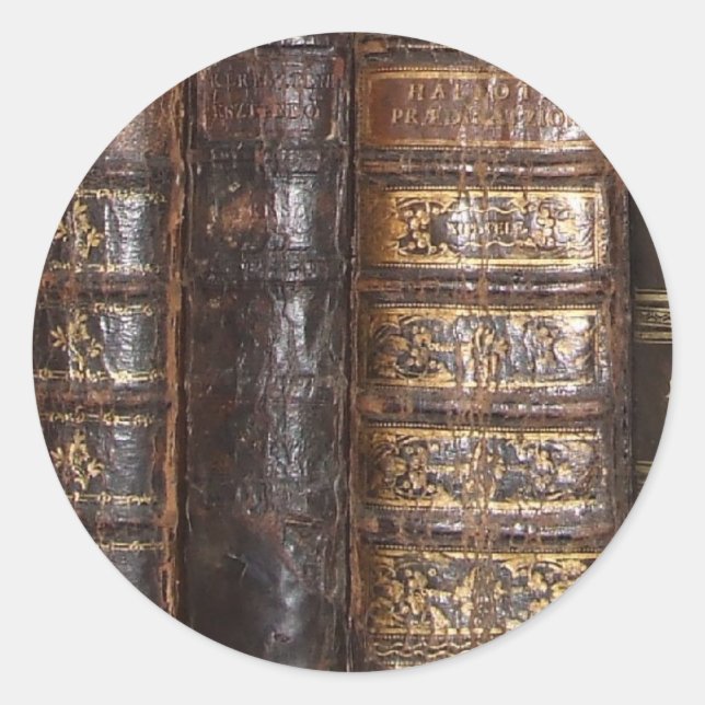 Pegatina Redonda Libros antiguos (Anverso)