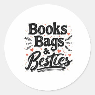 Pegatina Redonda Libros Bolsas Y Bolsas; Bestias Se Adaptan De Nuev