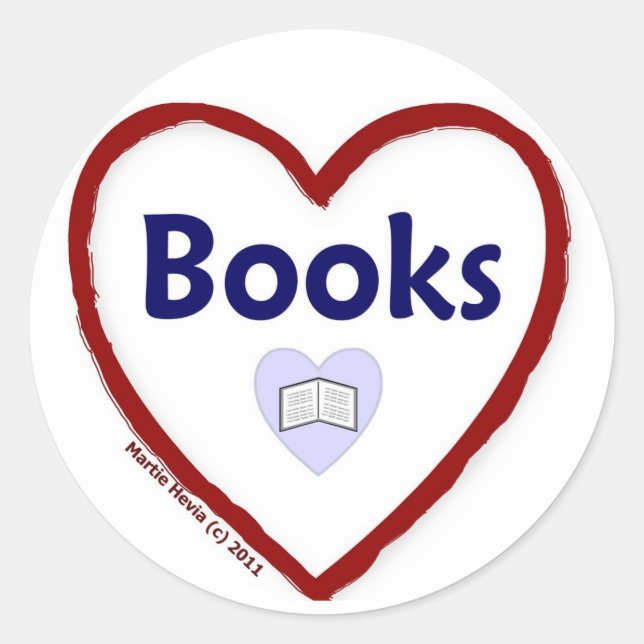 Pegatina Redonda Libros de amor (Anverso)