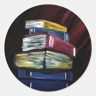 Pegatina Redonda Libros De Conocimiento