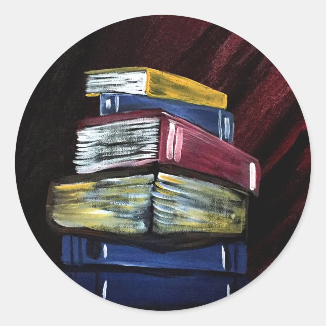 Pegatina Redonda Libros De Conocimiento (Anverso)