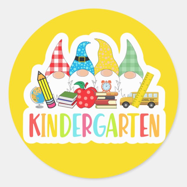 Pegatina Redonda Libros de globo de autobuses escolares Cute gnomes (Anverso)