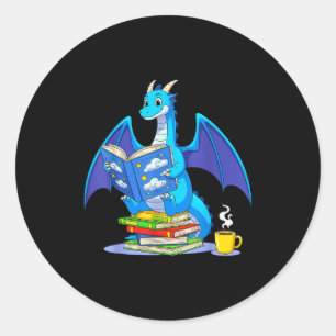 Pegatina Redonda Libros de lectura geniales Libro de dragones Amant