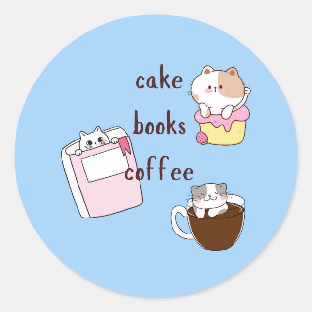 Pegatina Redonda Libros de Torta Café (Anverso)