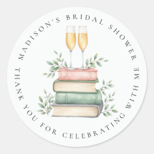 Pegatina Redonda Libros de un Nuevo Capítulo Burbujeante Agradecimi