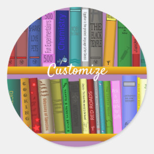 Pegatina Redonda Libros en estantes Thunder_Cove