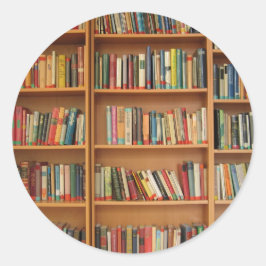 Pegatina Redonda Libros en la estantería