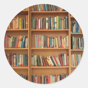Pegatina Redonda Libros en la estantería