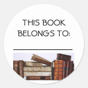 Pegatina Redonda Libros, ESTE LIBRO PERTENECE A: —..