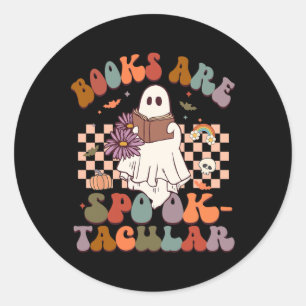 Pegatina Redonda Libros Grovy Son Disfraces De Halloween Con Cuidad