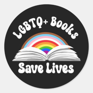 Pegatina Redonda Libros LGBTQ+ salvan vidas