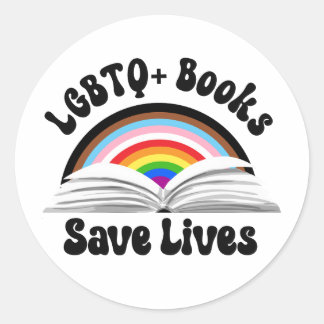 Pegatina Redonda Libros LGBTQ+ salvan vidas