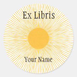 Pegatina Redonda Libros para ex-Libris Sunshine, Personalizable