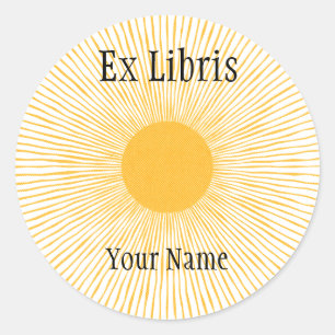 Pegatina Redonda Libros para ex-Libris Sunshine, Personalizable