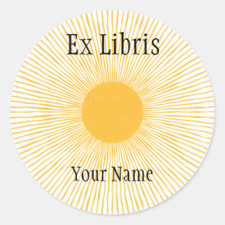 Pegatina Redonda Libros para ex-Libris Sunshine, Personalizable