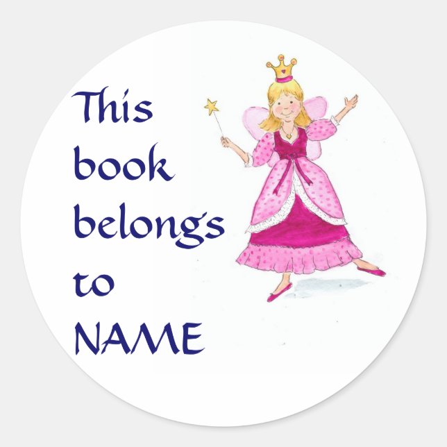 Pegatina Redonda Libros para princesas de hadas para personalizar (Anverso)