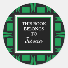 Pegatina Redonda Libros Personalizados Este Libro Pertenece Al Verd
