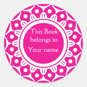 Pegatina Redonda Libros Personalizados personalizados - Blanco Y Ro