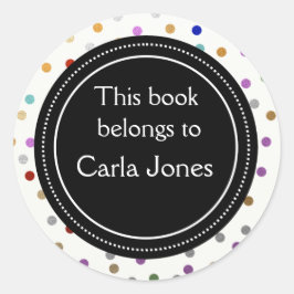 Pegatina Redonda Libros personalizados - Puntos coloridos