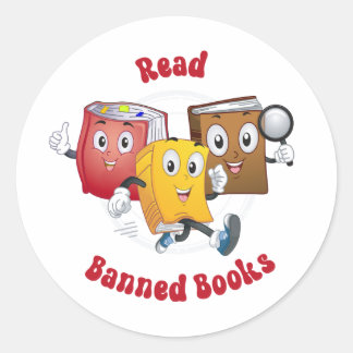 Pegatina Redonda Libros Retro Cutos - Leer Libros Prohibidos