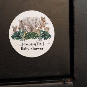 Pegatina Redonda Libros Safari de Bebés en la Jungla Africana para 