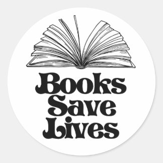 Pegatina Redonda Libros salvan vidas